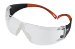 Wraparound Safety Glasses, Black Frame/Orange Tips/Clear Lens, Universal Size, 12/bx 3609OC