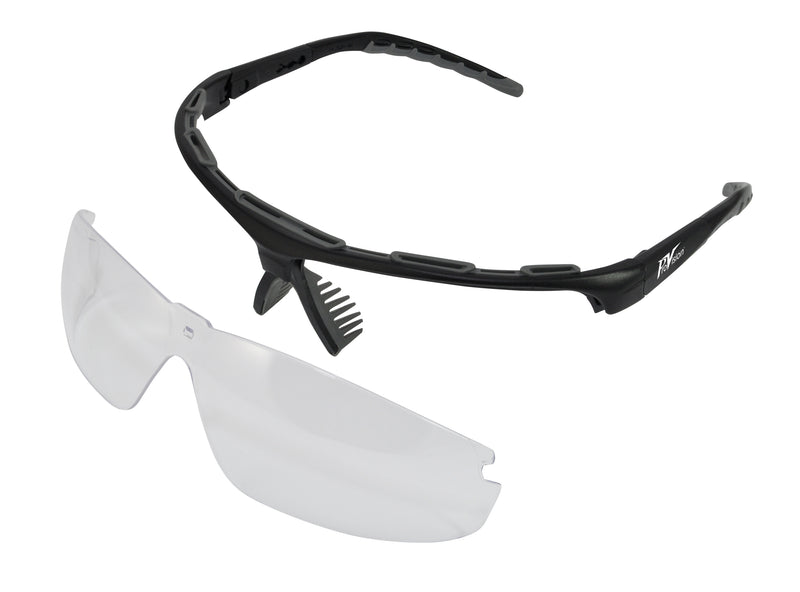 Wraparound Safety Glasses, Black Frame/Clear Lens, Universal Size, 12/bx 3613C