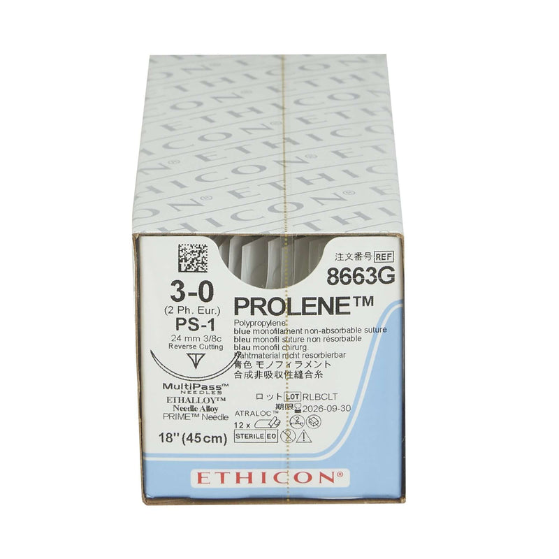 Prolene™ Polypropylene PS-1 3/8 Circle Reverse Cutting Needle Size 3-0 Monofilament | SurgiMac Dental Supply
