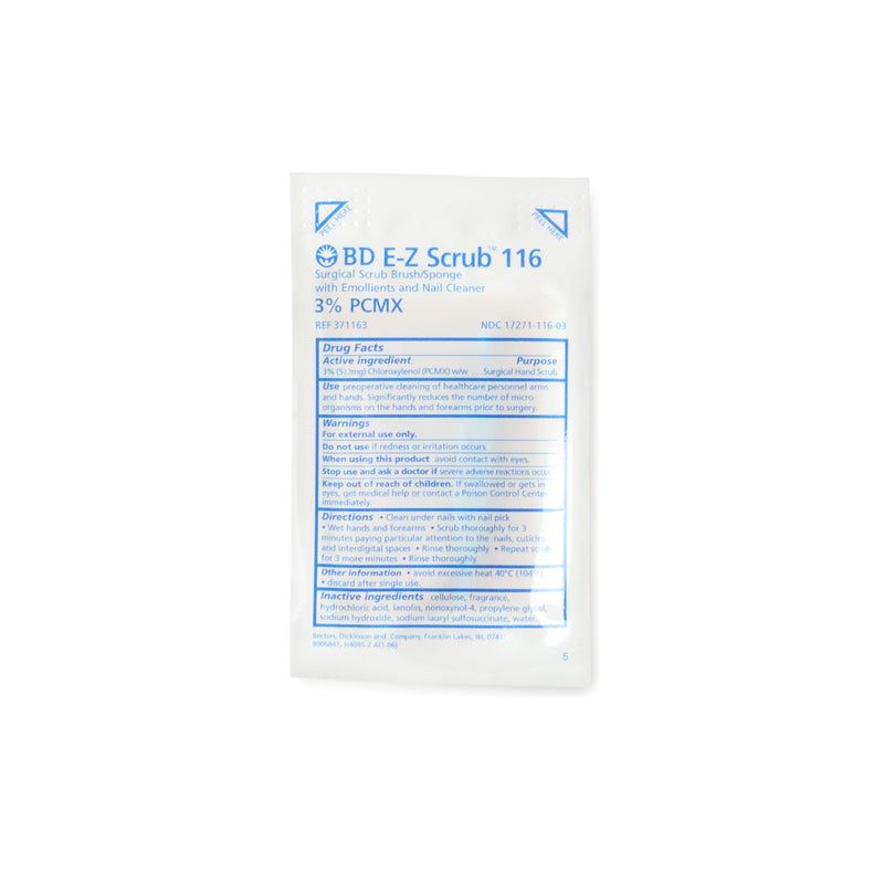 Impregnated Scrub Brush with Nail Pick BD E-Z Scrub Polyethylene Bristles / Sponge Blue