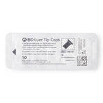 BD Black Syringe Tip Cap, Sterile, 10-Pack, Self-Venting Design, Preserves Sterility 308341