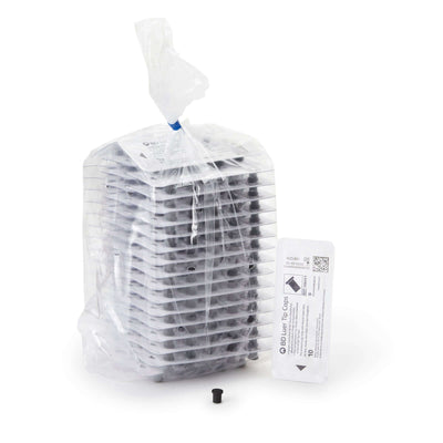 BD Black Syringe Tip Cap, Sterile, 10-Pack, Self-Venting Design, Preserves Sterility