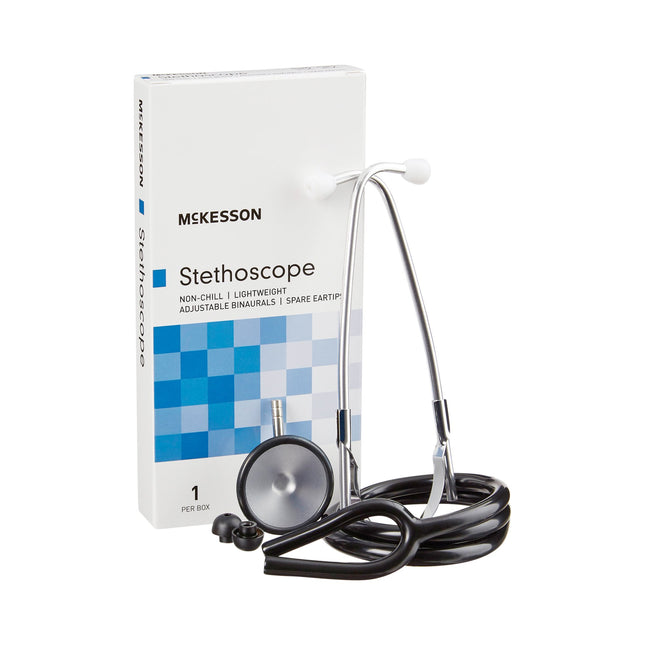 General Exam Stethoscope McKesson Black 1-Tube 21 Inch Tube Single Sided Chestpiece