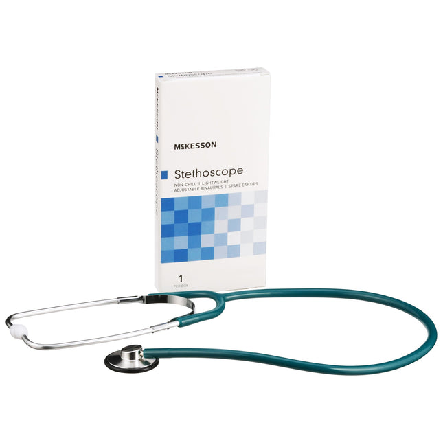 General Exam Stethoscope McKesson Teal Blue 1-Tube 21 Inch Tube Single Sided Chestpiece