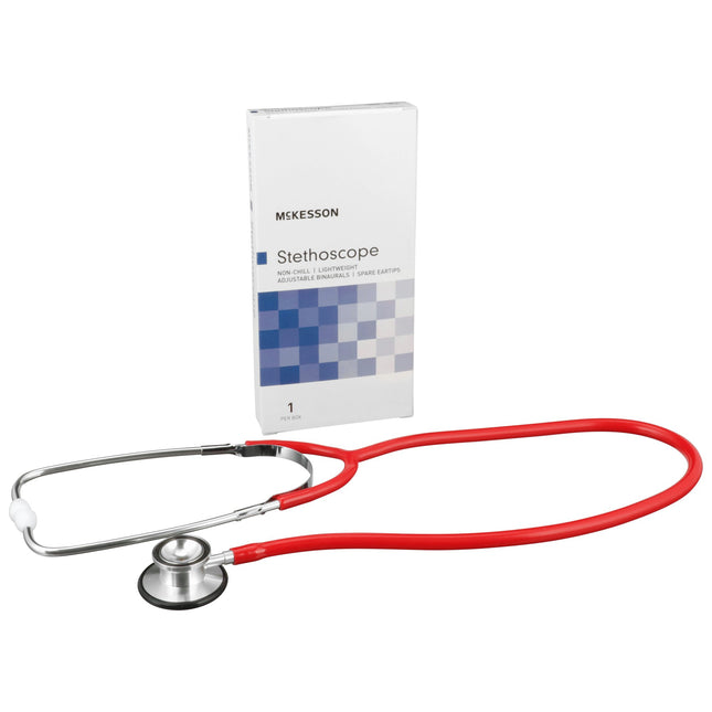 General Exam Stethoscope McKesson Red 1-Tube 22 Inch Tube Double Sided Chestpiece