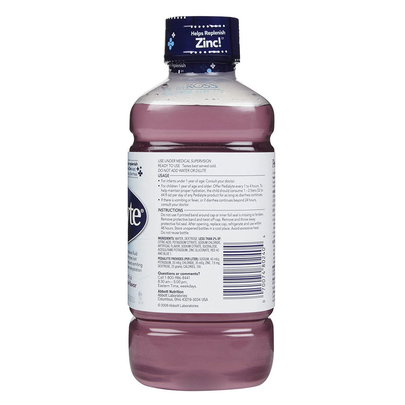 Oral Electrolyte Solution Pedialyte Classic Grape Flavor Electrolyte CS/8 00240