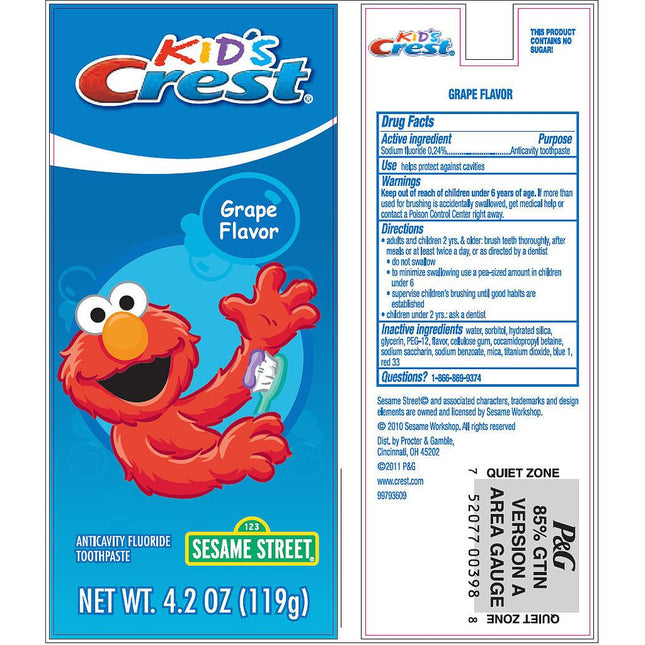 Procter & Gamble | Crest Sesame Street Kids Toothbrush, CompSmall, | 3700000373-1