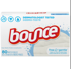 Bounce Dryer Sheets, Free & Gentle, 80/bx, 9bx/cs 3700034087