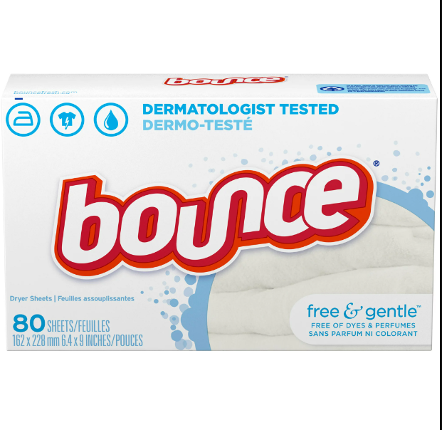 Bounce Dryer Sheets, Free & Gentle, 80/bx, 9bx/cs 3700034087