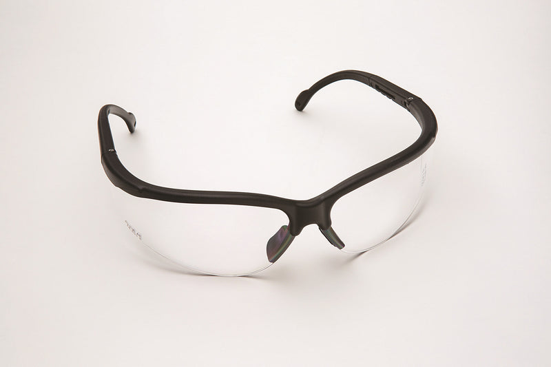 Safety Glasses, Black Frame/Clear Lens. Full Size, 12/cs 3707