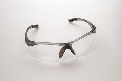 Safety Glasses, Grey Frame/Clear Lens, Universal Size, 12/cs