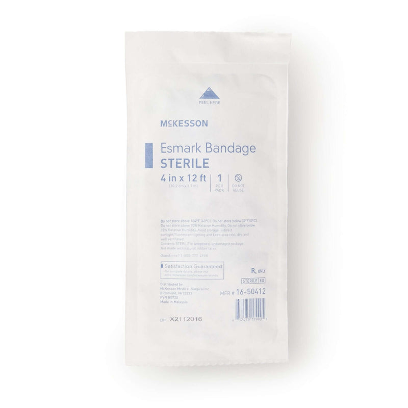 Esmark Compression Bandage McKesson 4 Inch X 4 Yard No Closure Blue Sterile High Compression | SurgiMac Dental Supply