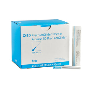 BD PrecisionGlide Hypodermic Needle 21G Regular Bevel Blue Wall - Non-Safety Design 305127