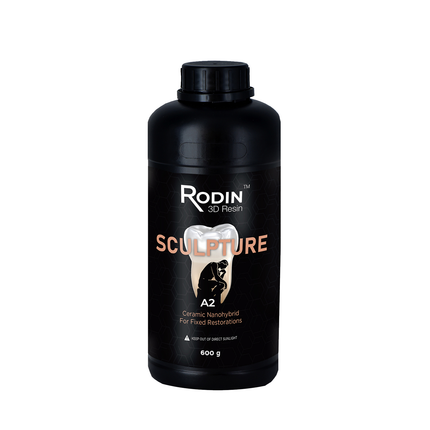 Rodin Sculpture Ceramic Nanohybrid 3D Printing Resin, Shade A2, 600gm Bottle, 1/Pk.