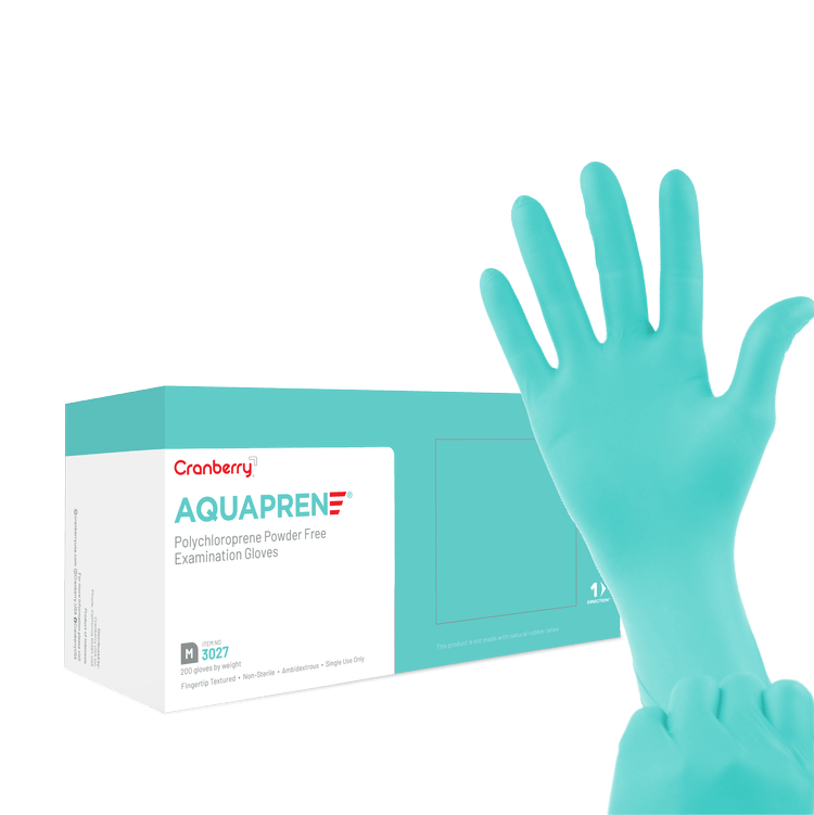 AquaPrene Chloroprene Exam Gloves X-Small Aqua Non-Sterile | SurgiMac Dental Supply