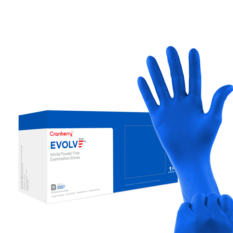 Evolve Nitrile Exam Gloves: SMALL 300/Bx. Powder-Free, Fingertip-Textured | SurgiMac Dental Supply