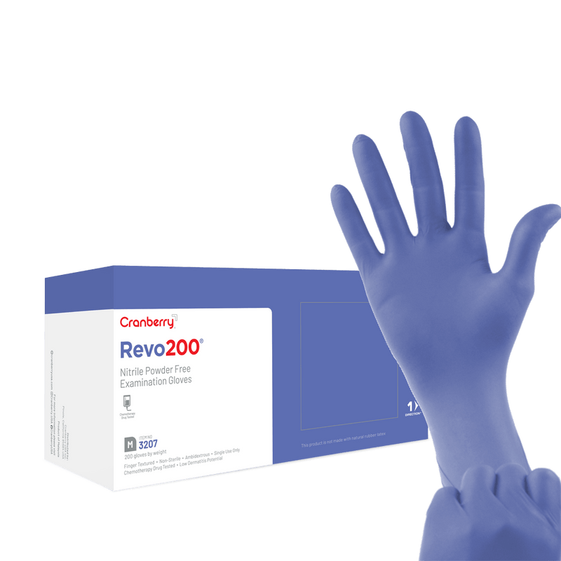 R200 Nitrile Gloves: X-SMALL Powder Free, Blue, Rolled Beaded Cuff, Finger | SurgiMac Dental Supply