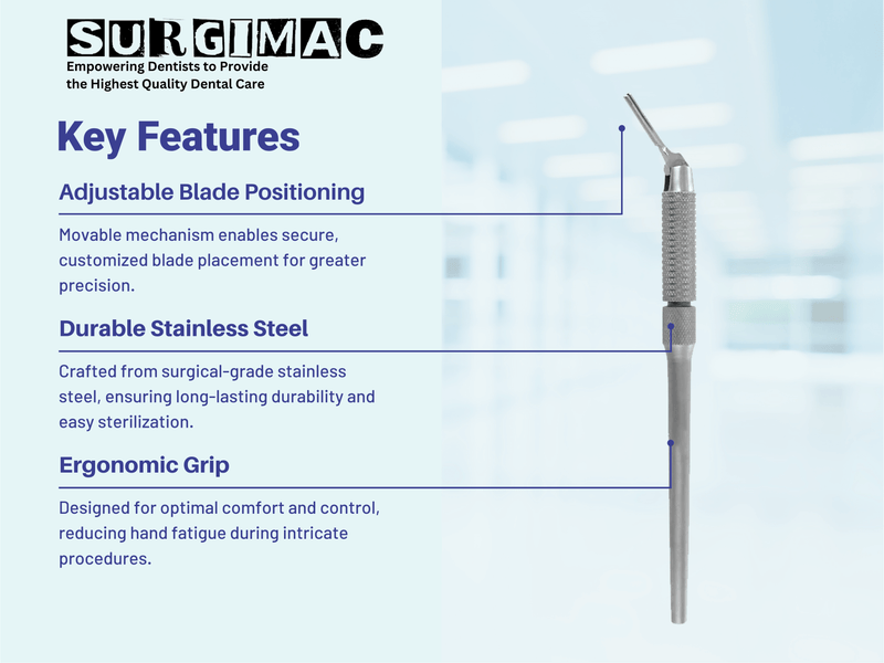 SurgiMac Movable Adjustable Scalpel Blade Handle, Stainless Steel, Pro Series, 1/Pk | SurgiMac Dental Supply