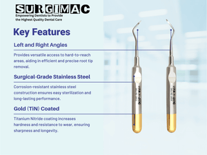 SurgiMac #79 & #80 Heidbrink Root Tip Picks, Set of Left and Right Extraction Elevators, Gold, Surgical Instruments, Stainless Steel, Pro Series, 2/Pk | SurgiMac Dental Supply