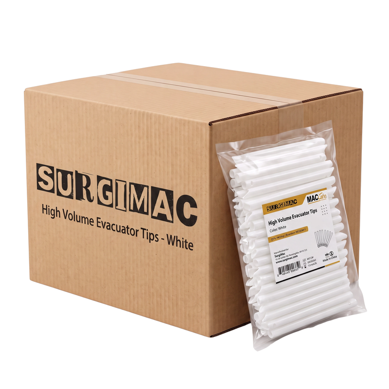SurgiMac High Volume Evacuator Tips, White, MacSafe, 100/Pk, 50pk/Case