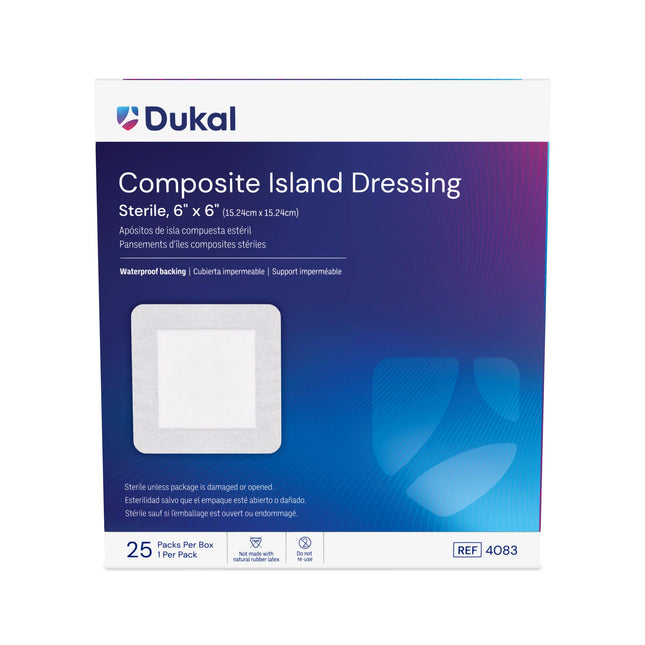Dukal Sterile Composite Island Dressing 6" x 6", 25/bx, 4 bx/cs