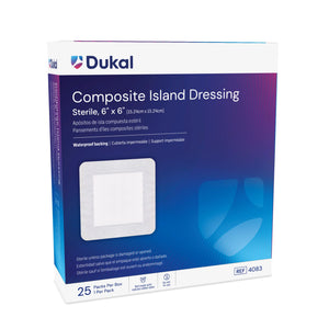 Dukal Sterile Composite Island Dressing 6" x 6", 25/bx, 4 bx/cs