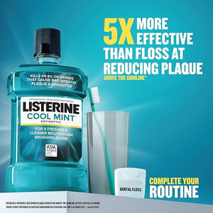 Listerine Cool Mint Mouthwash, 1 Liter, Pack of 6 | SurgiMac Dental Supply