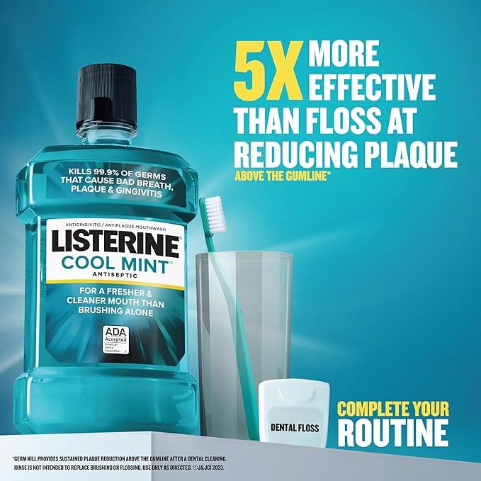 Listerine Cool Mint Mouthwash, 1 Liter, Pack of 6 | SurgiMac Dental Supply