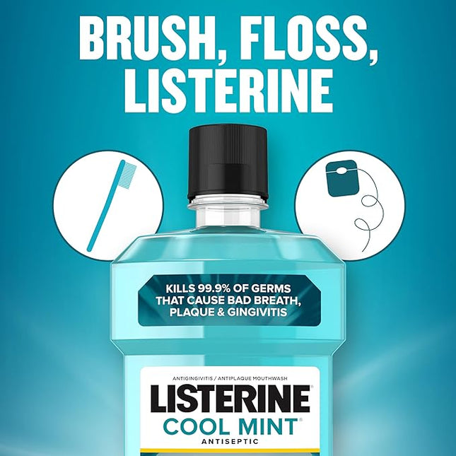 Cool Mint Listerine Mouthwash, 1 Liter, Pack of 6