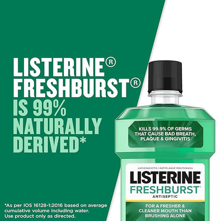 Listerine Fresh Burst Flavor Mouthwash, Case of 6 - 1.5 Liter Bottles