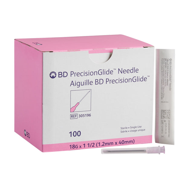 Hypodermic Needle PrecisionGlide 1-1/2 Inch Length 18 Gauge Thin Wall Without Safety