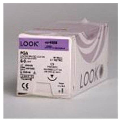 Absorbable Suture with Needle PolySyn Polyglycolic Acid C7 3/8 Circle Reverse Cutting Needle Size 4 - 0 Braided