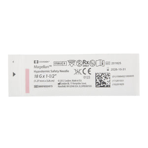 Safety Hypodermic Needle Magellan 1-1/2 Inch Length 18 Gauge Regular Wall Sliding Safety Needle