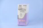 Coated Vicryl™ Plus Polyglactin 910 with Irgacare MP Antibacterial Suture PS-2 3/8 Circle Precision Reverse Cutting Needle Size 3-0 Braided | SurgiMac Dental Supply