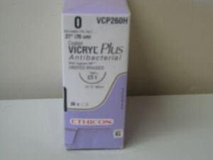 Coated Vicryl™ Plus Polyglactin 910 with Irgacare MP Antibacterial Suture CT-1 1/2 Circle Taper Point Needle Size 0 Braided | SurgiMac Dental Supply