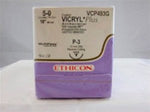 Coated Vicryl™ Plus Polyglactin 910 with Irgacare MP Antibacterial Suture P-3 3/8 Circle Precision Reverse Cutting Needle Size 5-0 Braided | SurgiMac Dental Supply