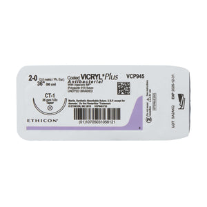 Coated Vicryl™ Plus Polyglactin 910 CT-1 1/2 Circle Taper Point Needle Size 2-0 Braided | SurgiMac Dental Supply