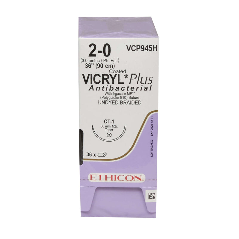 Coated Vicryl™ Plus Polyglactin 910 CT-1 1/2 Circle Taper Point Needle Size 2-0 Braided | SurgiMac Dental Supply