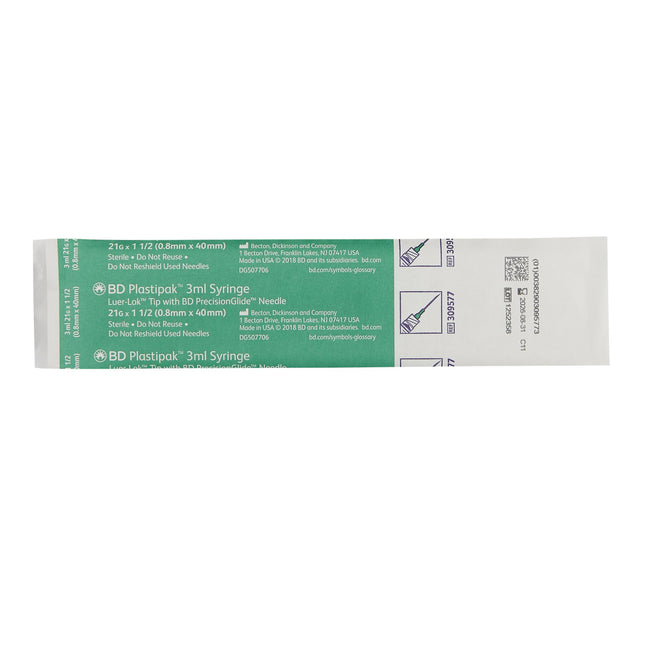 Standard Hypodermic Syringe with Needle PrecisionGlide 3 mL 1-1/2 Inch 21 Gauge NonSafety Thin Wall