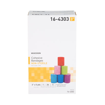 Cohesive Bandage McKesson 3 Inch X 5 Yard Self-adherent Closure Purple / Pink / Green / Light Blue / Royal Blue / Red NonSterile Standard Compression
