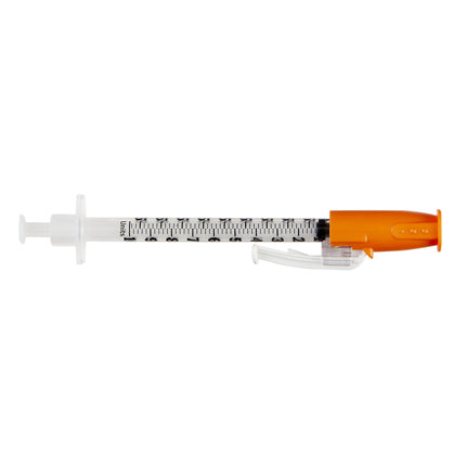 BD | BD Safety Insulin Syringe with Needle BD 1 mL 3/8 Inch 27 Gauge Sliding Safety Needle Regular Wall | 303344