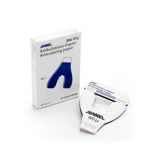Hanel Horseshoe Shaped Articulating Paper, Blue, 80 micron, Box of 72 sheets | SurgiMac Dental Supply