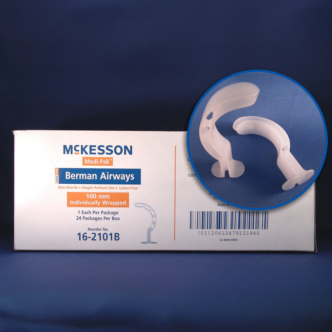 Berman Oropharyngeal Airway McKesson White 60 mm Length ISO 6 NonSterile Pediatric