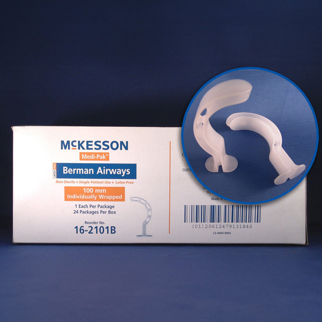 Berman Oropharyngeal Airway McKesson White 80 mm Length ISO 8 NonSterile Adult