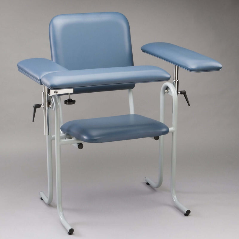 Blood Drawing Chair McKesson 1 Straight Arm / 1 Flip Up Arm Blue | SurgiMac Dental Supply