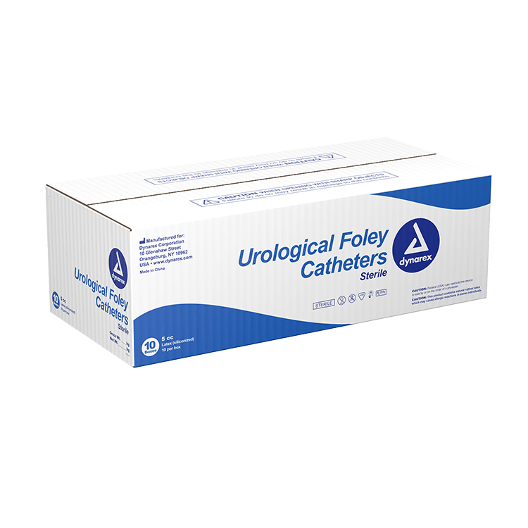 Dynarex Foley Catheters 5cc 22FR 10 Count (5cc, 22FR) | SurgiMac Dental Supply