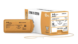 MacSuture 4-0, 27" Chromic Catgut Absorbable Suture with 19mm C-6 Reverse-Cutting Needle (3-8 Circle), 12-Box 4G68CX19