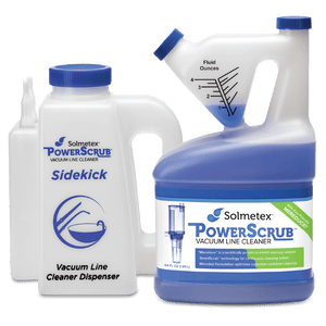 Solmetex PowerScrub Vaccuum Line Cleaner Intro Kit - 64 oz Solution & Side Kick | SurgiMac Dental Supply