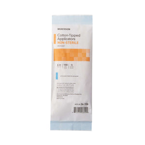 Swabstick McKesson Cotton Tip Wood Shaft NonSterile 100 per Pack 24-103-BX