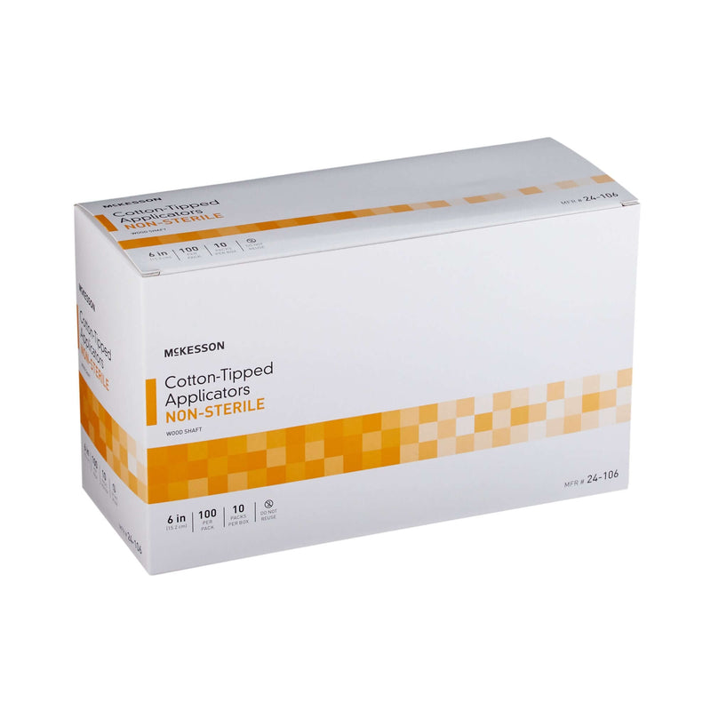 Swabstick McKesson Cotton Tip Wood Shaft NonSterile 100 per Pack 24-103-BX